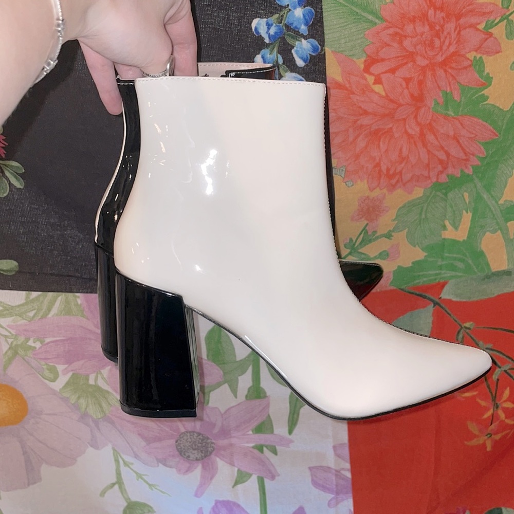 Black and White High Heel Bootie
